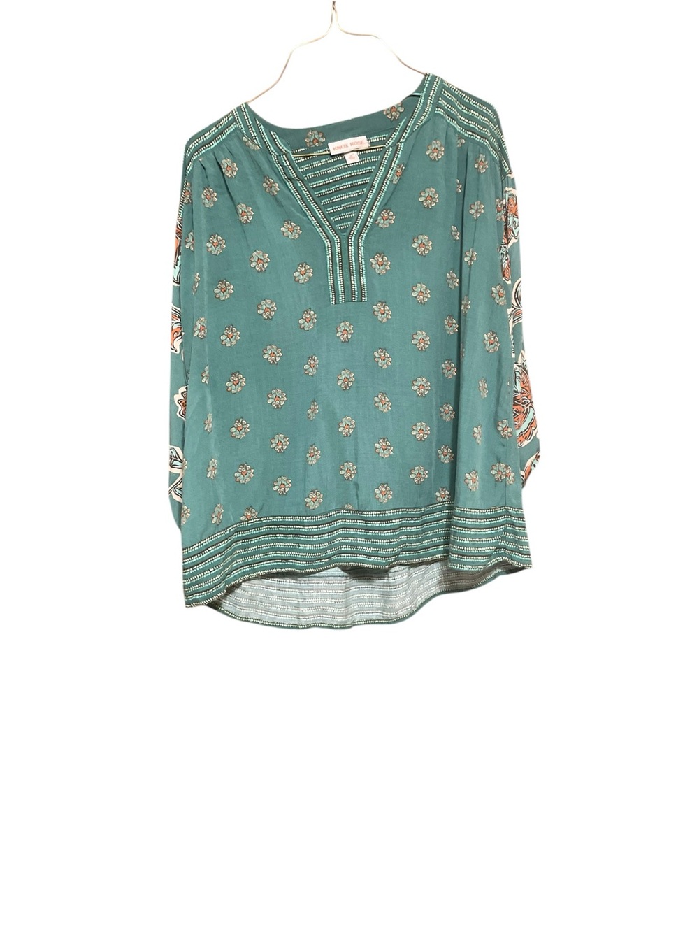 Knox Rose Teal Green Floral Boho Tunic